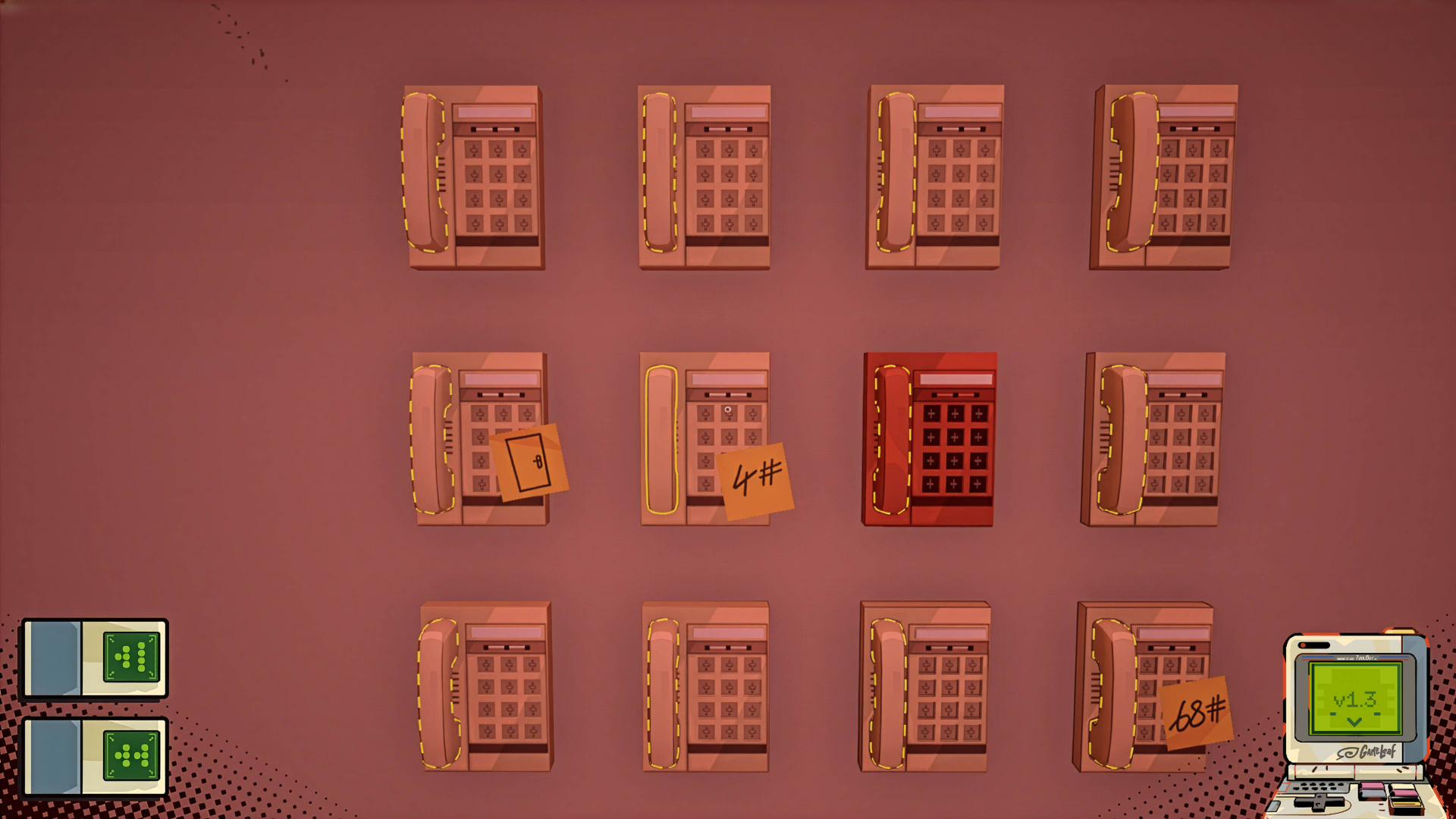 Mur de téléphones, énigme combinatoire
